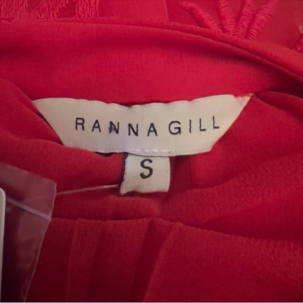 NEW Anthropologie Ranna Gill Red Scarlette Embroidered Shirt Dress SZ S - Picture 10 of 11